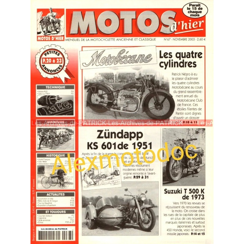 motos hier,motos d'hier 67,revue,moto,essai,journal,Honda,BMW,Kawasaki,Suzuki,Yamaha,Triumph,Bsa,revue moto,