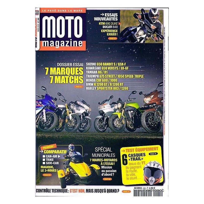 Moto magazine,moto magazine 245,revue,moto,essai,journal,Honda,BMW,Kawasaki,Suzuki,Yamaha,Triumph,Bsa,revue moto,