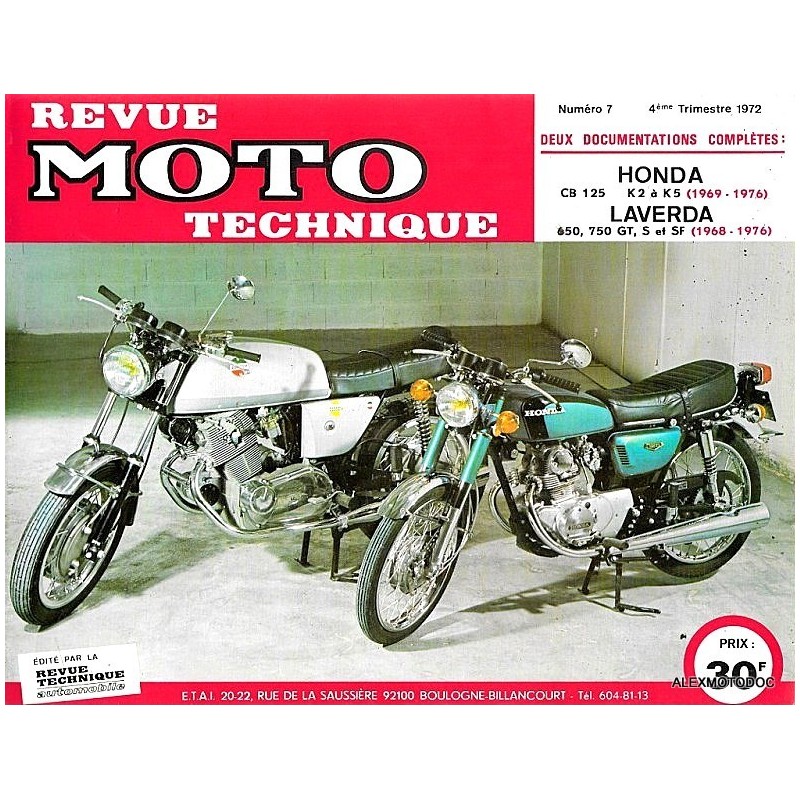 Revue moto technique pour HONDA CB 125 K2 à K5