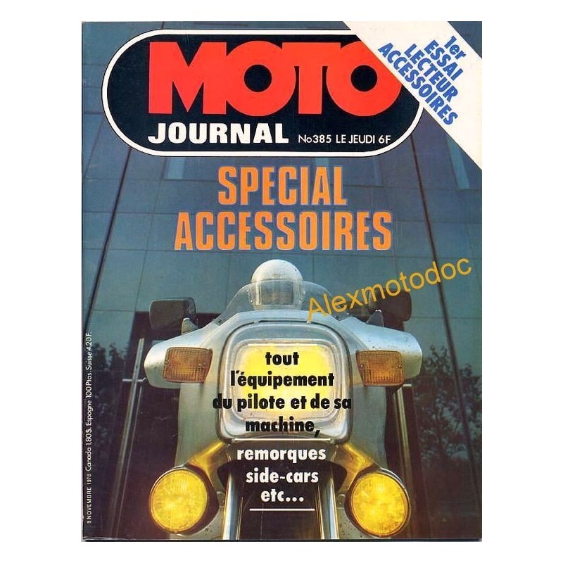 moto journal,Moto journal 385,revue,moto,essai,journal,Honda,BMW,Kawasaki,Suzuki,Yamaha,Triumph,Bsa,Harley,Norton,revue moto,